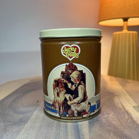 Norman Rockwell Other - Vintage 80s Jerky Treats Norman Rockwell Collectors Tin "Making Friends" Dog Pal